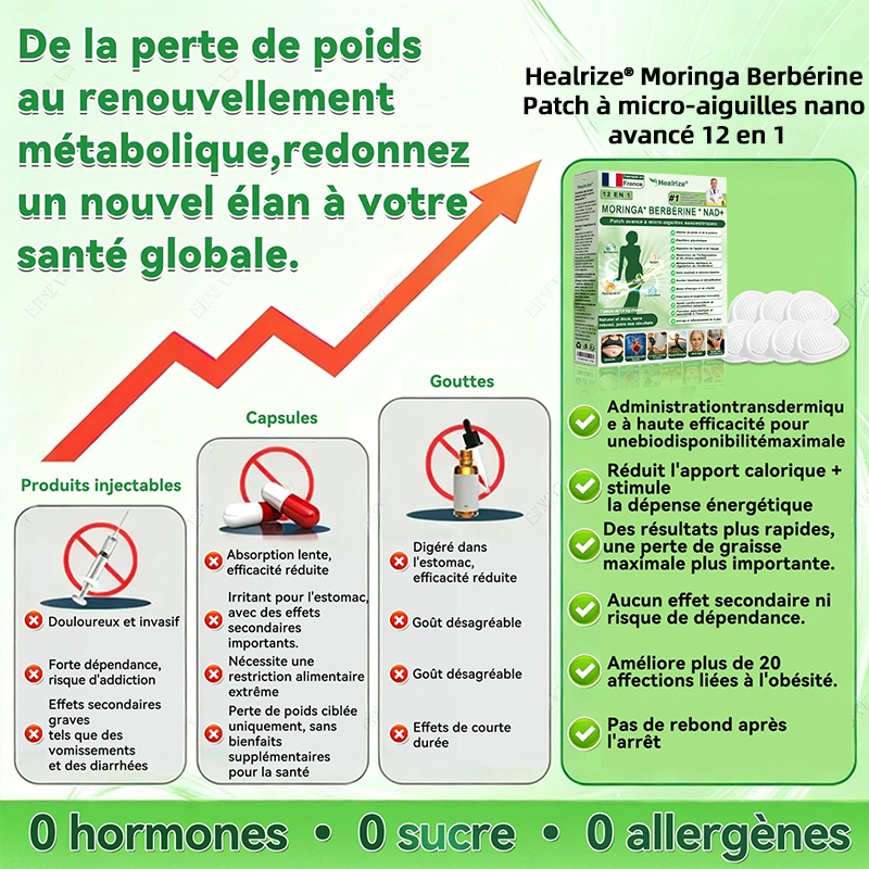 Magasin Officiel👩‍⚕️|H𝐞a𝐥r𝐢z𝐞® Moringa · BERBÉRINEX NAD+12-EN-1 Patch avancé à micro-aiguilles nano ✅(Une application quotidienne, résultats visibles en 7 jours)  Obésité, Diabète, Apnée du sommeil, Problèmes articulaires🍬🍔