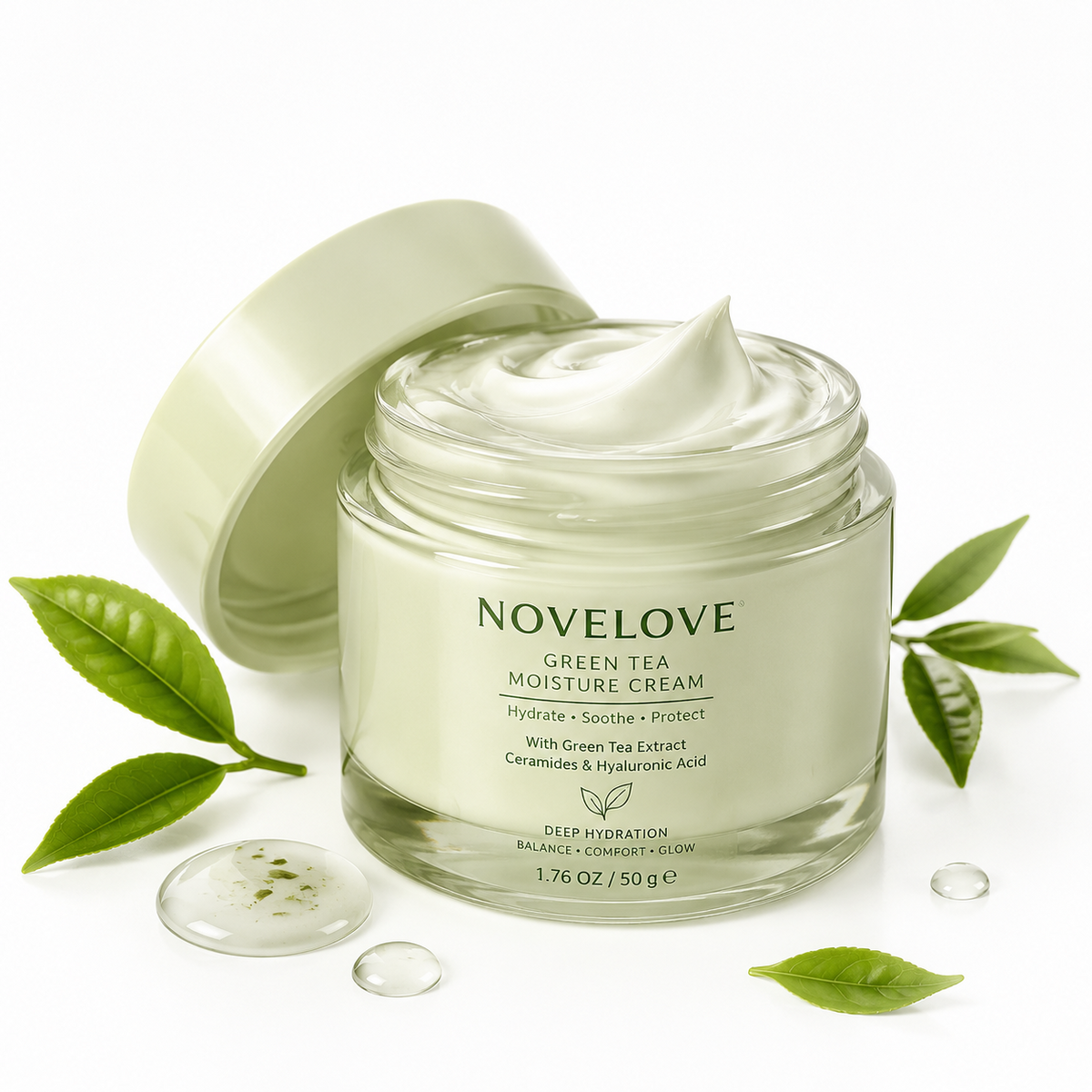 NOVELOVE® Crème de nuit hydratante au thé vert